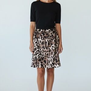 Worthington Womens Brown Leopard Print Pencil Skirt 8 Petite